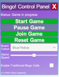 Bingo control panel